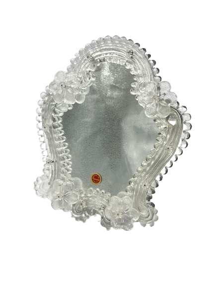 Murano Glass Mirror with Clear Florets