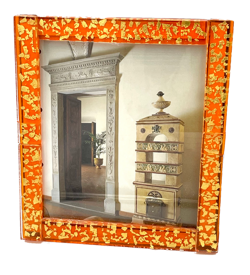 Murano Glass Picture Frame with Stand - Orange