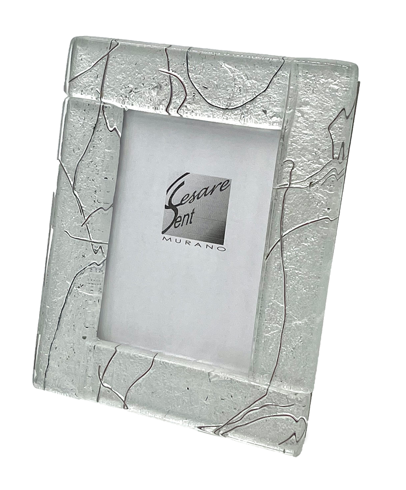 Murano Glass Picture Frame - 8" Silver