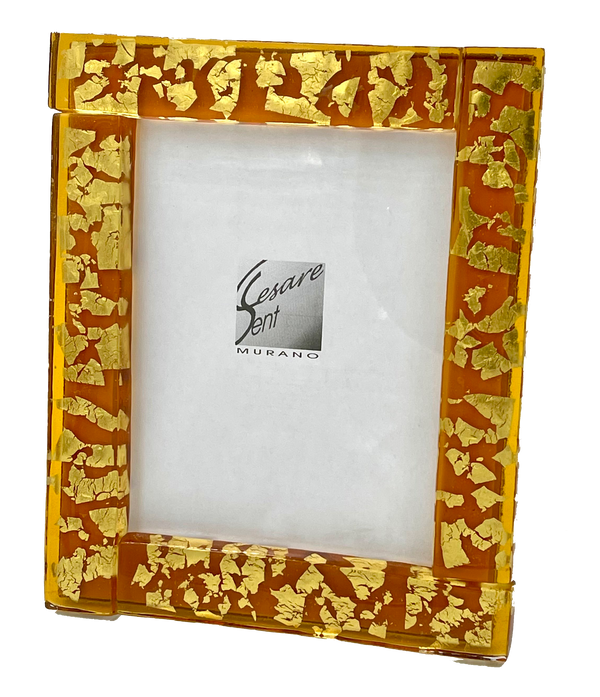 Murano Glass Picture Frame - 9" Dark Orange