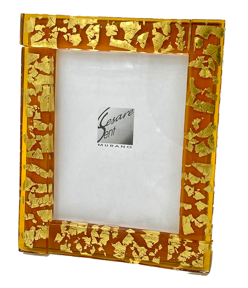 Murano Glass Picture Frame - 9" Dark Orange