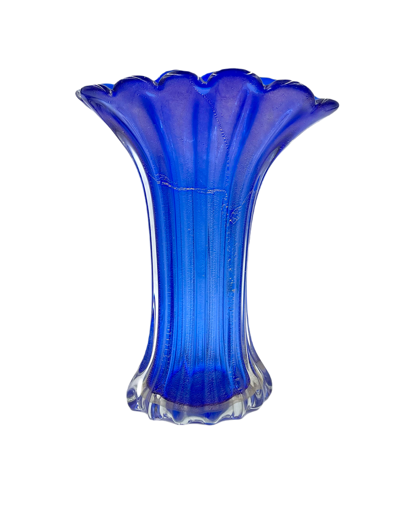 Tall Blue Formia Murano Glass Vase