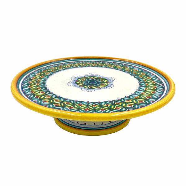 Ceramiche Sberna Geometrico Cake Stand - Yellow Rimmed