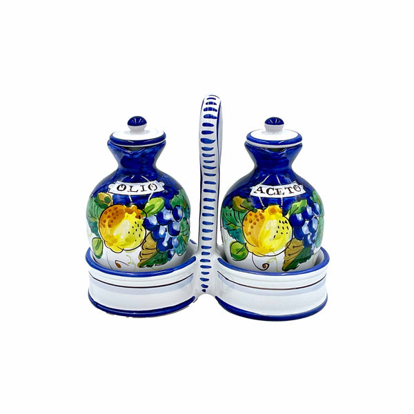 D'Arna Perugia Ravello Blue Oil & Vinegar Cruet Caddy Set