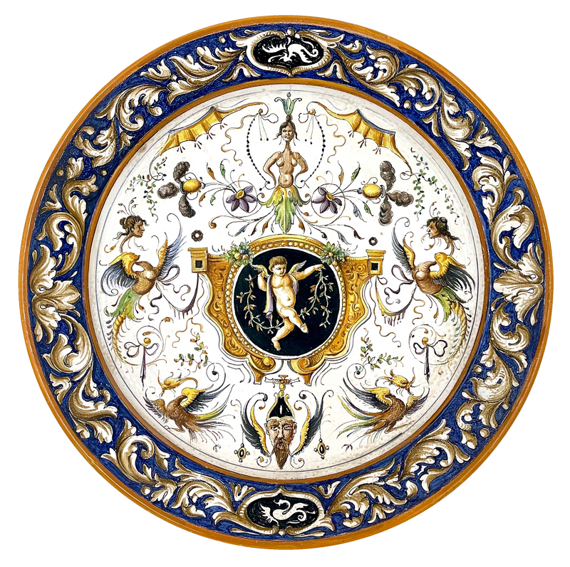 Grotteschi Style Angel Motiff Wall Plate - Right