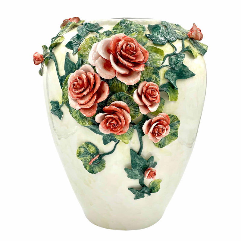 Delicate Capidimonte-style Floral Vase