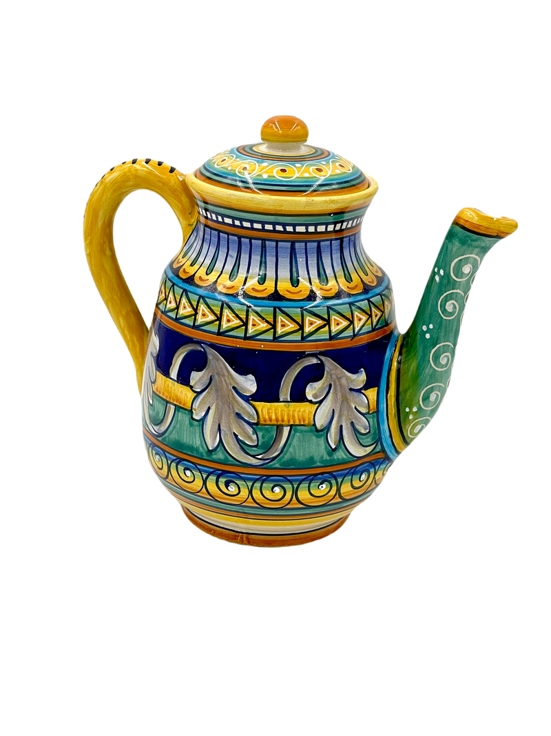 Ceramiche Sberna Geometrico Foglie Pattern Coffee Pot