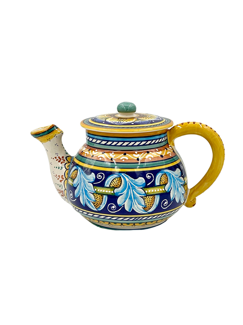 Ceramiche Sberna Geometrico Foglie Pattern Tea Pot