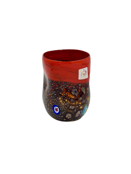 Murano Drinking Glass - Brown/Red - Red Belt Murano Cup