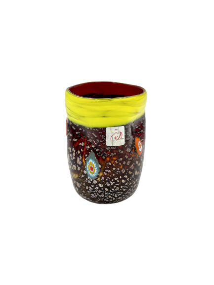 Murano Drinking Glass - Brown/Yellow - Yellow Belt Murano Cup