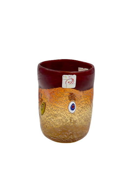 Murano Drinking Glass - Brown/Multi Splatter - Maroon Belt Murano Cup