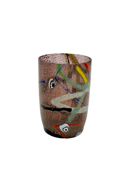 Murano Drinking Glass - Brown/Multi Splatter