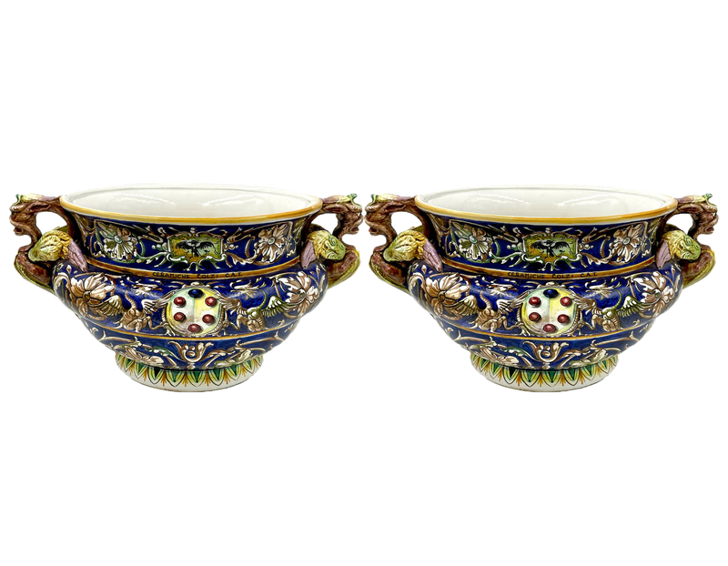 Rare Ceramiche Colzi Centerpiece Bowls - Pair