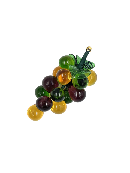 Murano Glass Grape Cluster 4" Green/Yellow/Purple