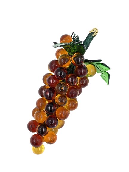 Murano Glass Grape Cluster 7" Amber