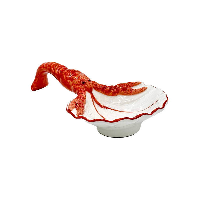 Ocean Reef Coral Condiment Dish With Lobster Tail Handle by La Ceramica VBC 