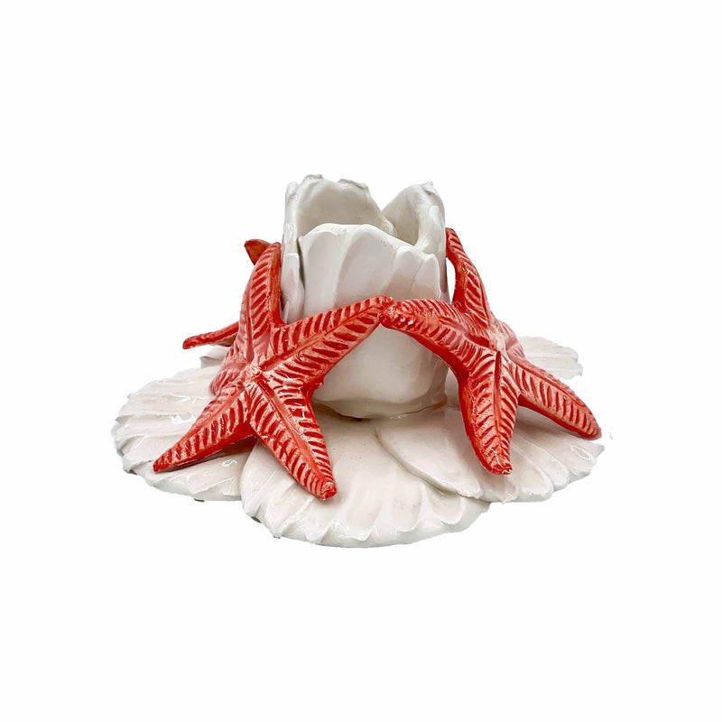 Ocean Reef Coral Delicate Hand Made Candle Holders with Starfish (Pair)