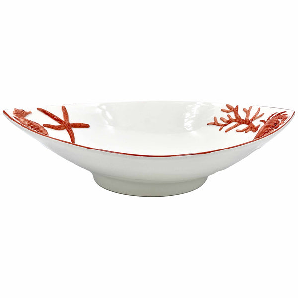 Ocean Reef Coral Extra Large Deep Serving Dish with Seahorse, Crab, Starfish and Coral Design