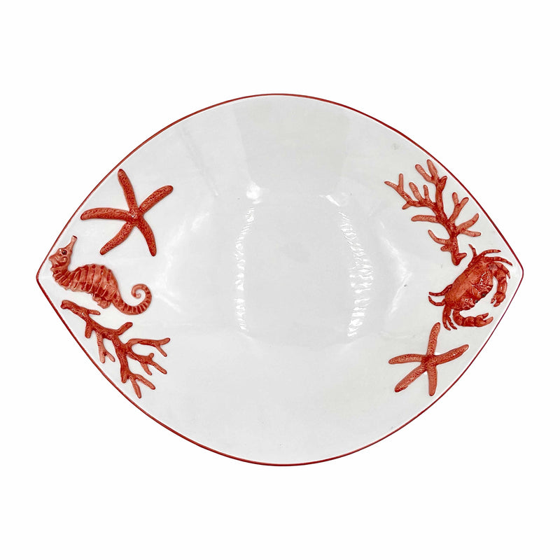 Ocean Reef Coral Extra Large Deep Serving Dish with Seahorse, Crab, Starfish and Coral Design