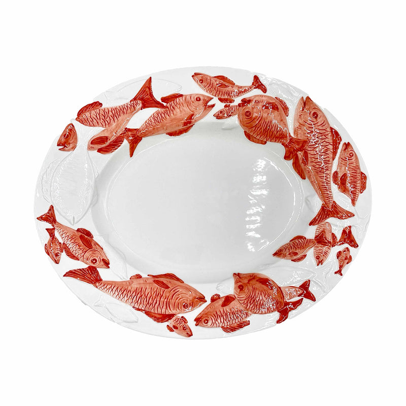 Ocean Reef Coral Large Oval Platter with Fish, Starfish, Shells and Coral