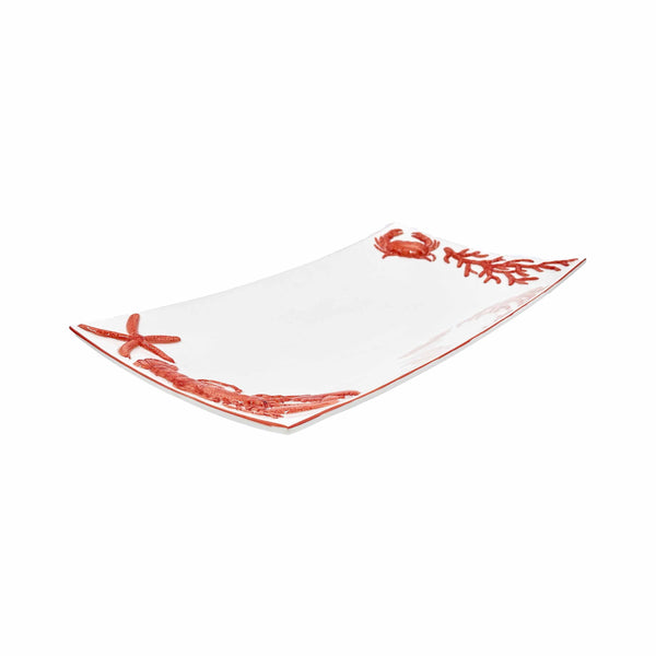 Ocean Reef Coral Large Rectangular Platter with Lobster, Crab, Starfish and Coral