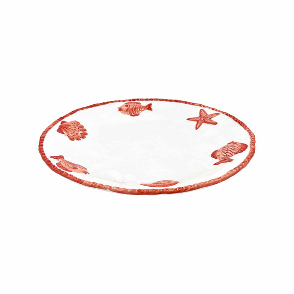 Ocean Reef Coral Large Round Platter with Fish and Shells