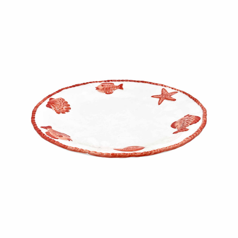 Ocean Reef Coral Large Round Platter with Fish and Shells