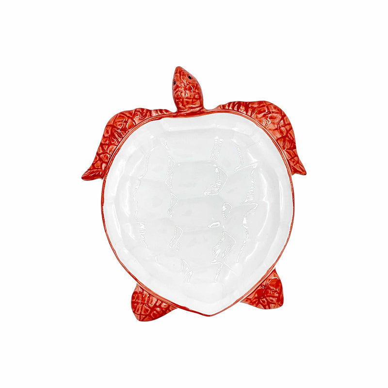 Ocean Reef Coral Large Turtle Shaped Condiment Dish - White & Coral