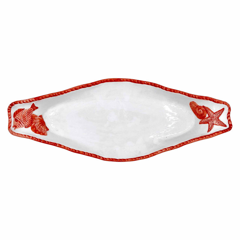 Ocean Reef Coral Long Serving Dish with Shells & Fish