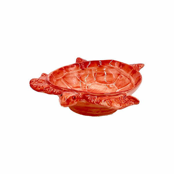 Ocean Reef Coral Medium Turtle Shaped Condiment Dish - Solid Coral Color