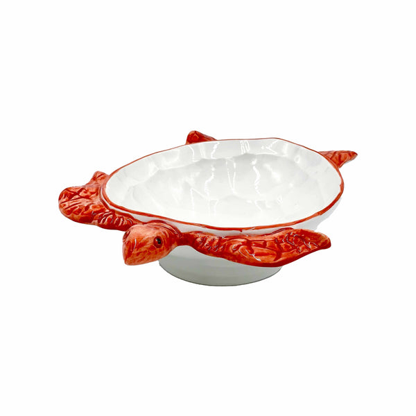 Ocean Reef Coral Medium Turtle Shaped Condiment Dish - White and Coral