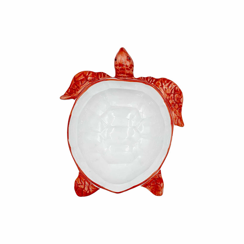 Ocean Reef Coral Medium Turtle Shaped Condiment Dish - White and Coral