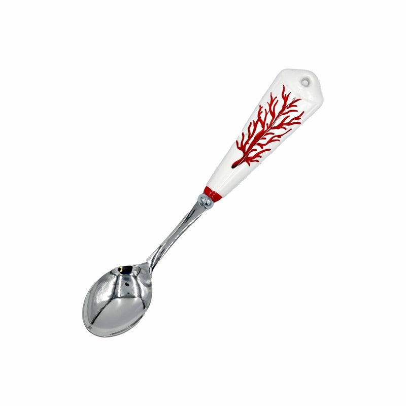 Ocean Reef Coral Salad Servers with White & Coral Ceramic Handles