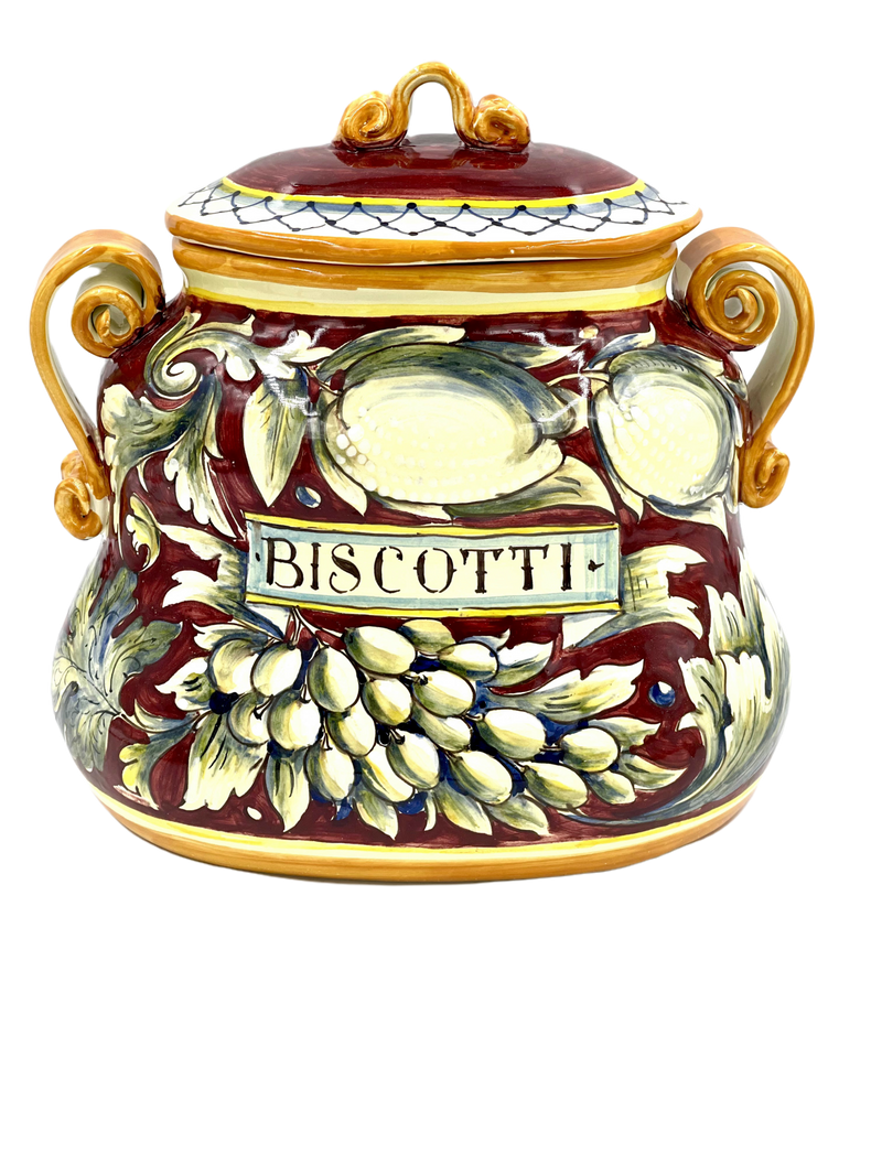 Red Biscotti Jar with Fruit - Design 01