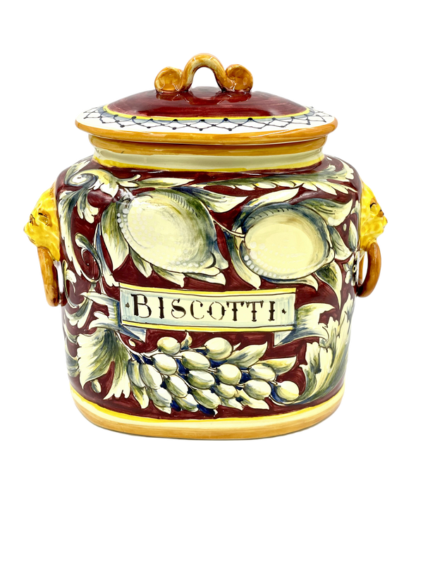 Red Biscotti Jar with Fruit - Design 02