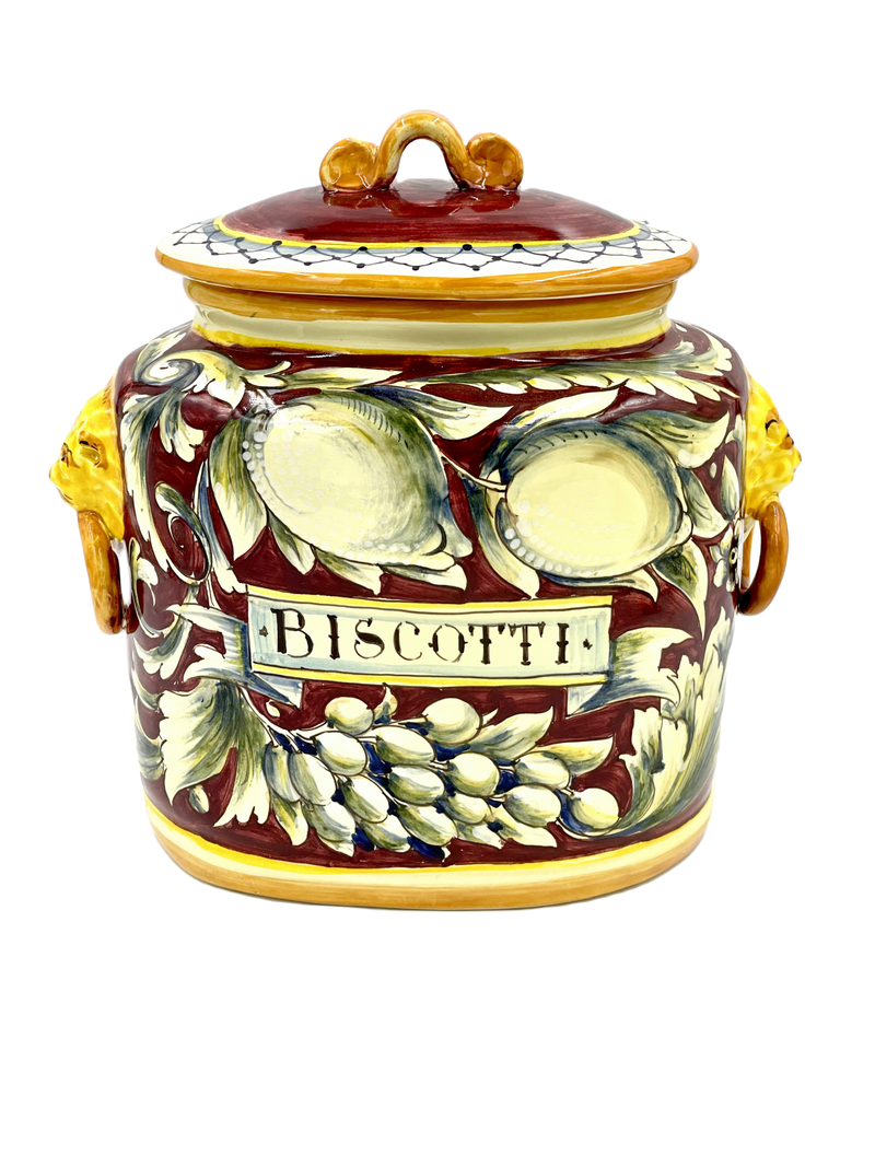 Red Biscotti Jar with Fruit - Design 02