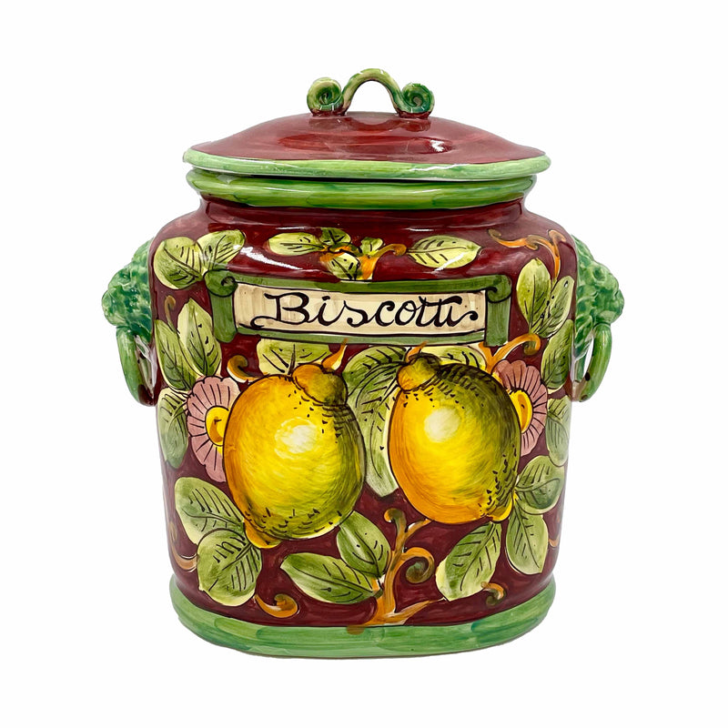 Red Biscotti Jar with Fruit - Design 03