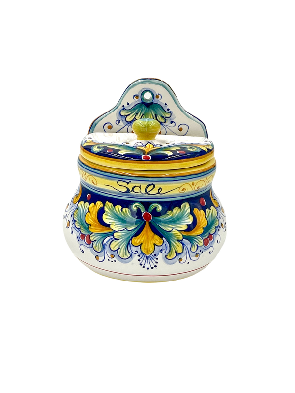 Gialletti Giulio salt cellar design 3 - Blue Accents - Block Print