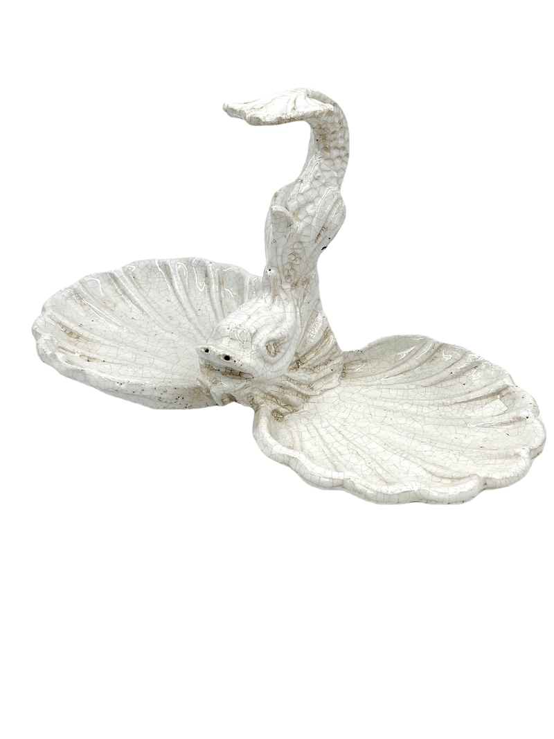 Antqued White Dolphin Centerpiece