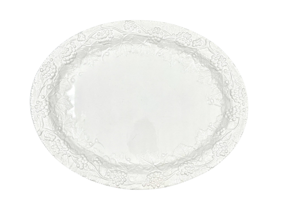 Large White Platter with Grapevine Relief