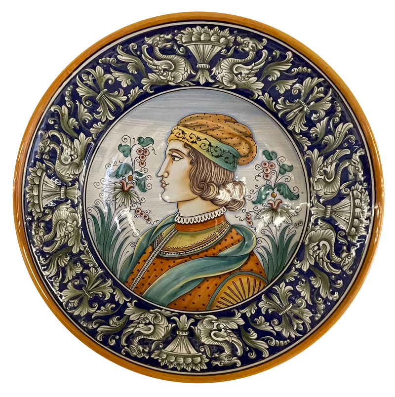 Portrait Wall Plate - Male with Grotteschi Border 06
