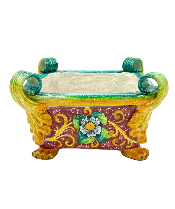 Squared Foot Bath Planter with Floral Design