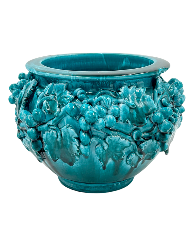 Turquoise Grape Cluster Cache Pot Planter