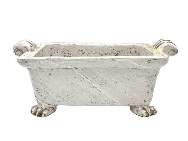 Antiqued Off-White Foot Bath Planter